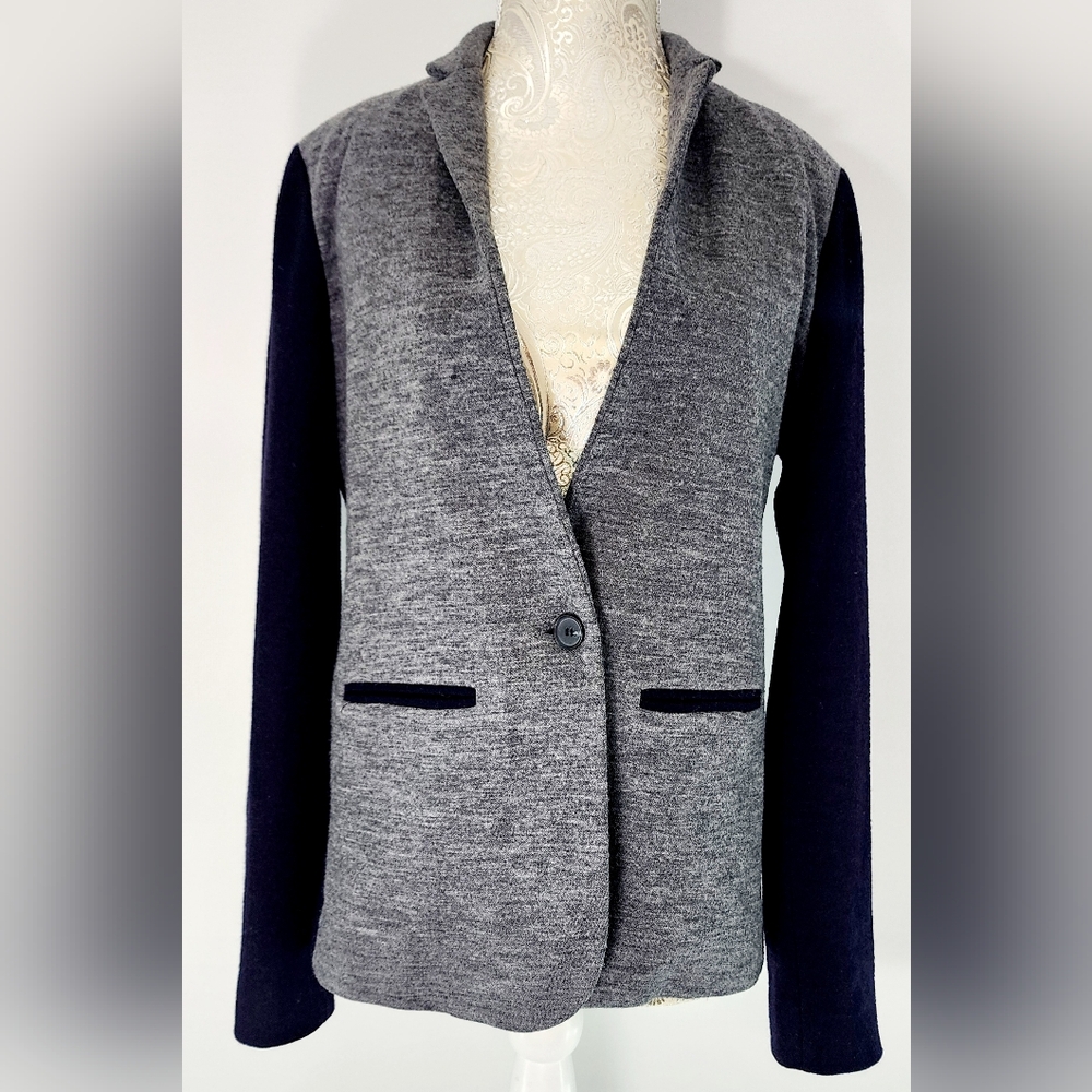 J.Crew Cotton/ Wool Color Block Button Up Blazer - image 1